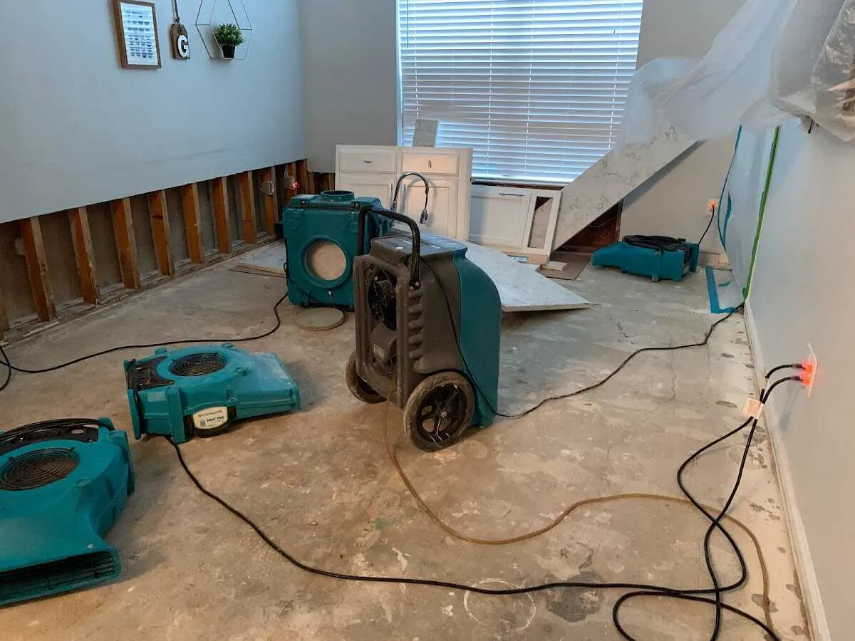 Dehumidifier in flood-cut room for Water Extraction & Removal in Salina